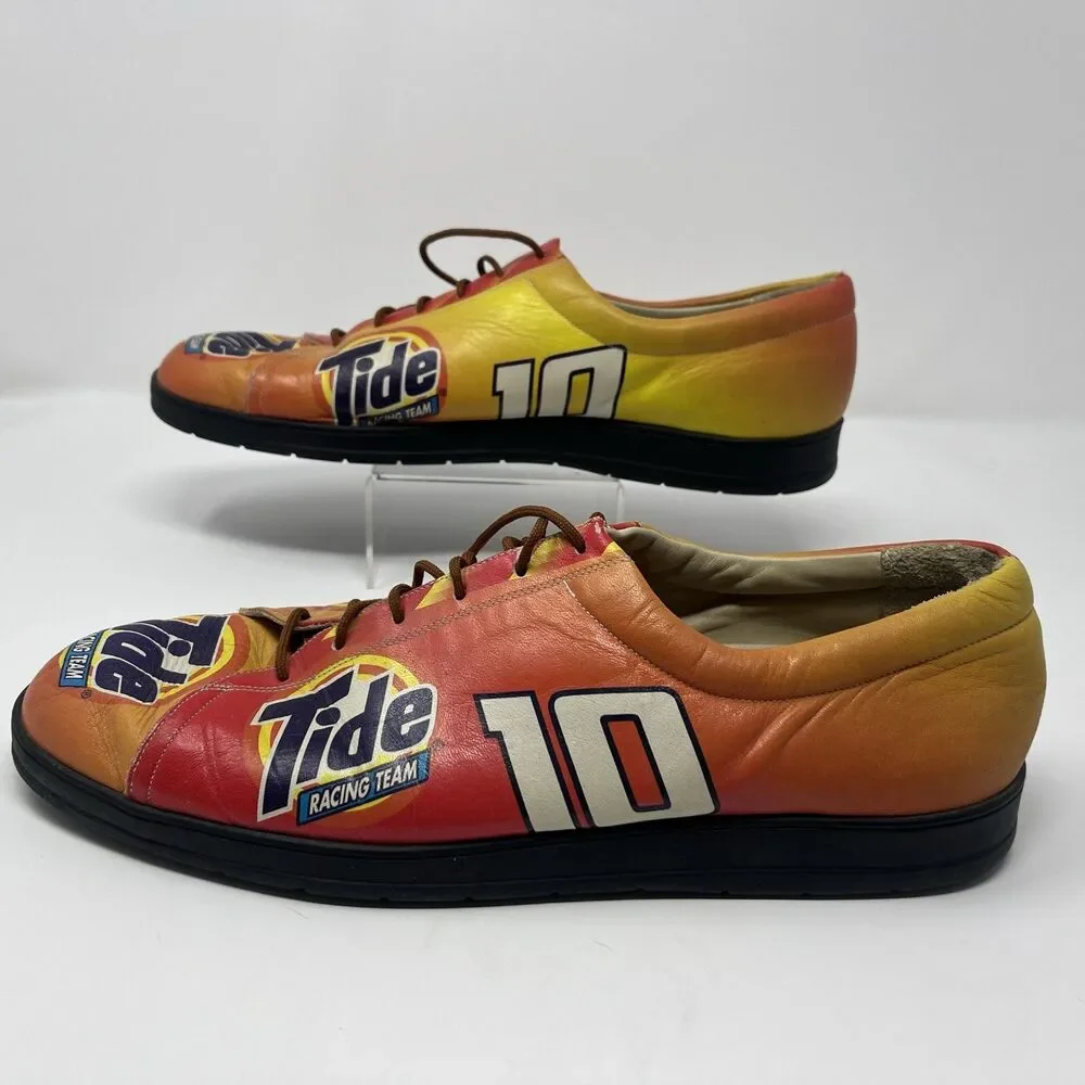 Vintage NASCAR Ricky Rudd #10 Tide Racing Leather Shoes Men's 9.5 Icon